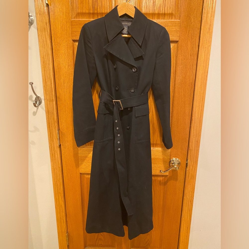 Black Banana Republic Long Trench Coat